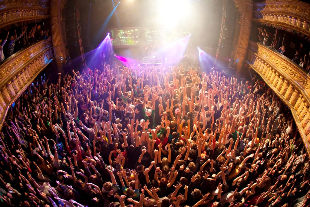 Festival crowd with lighting