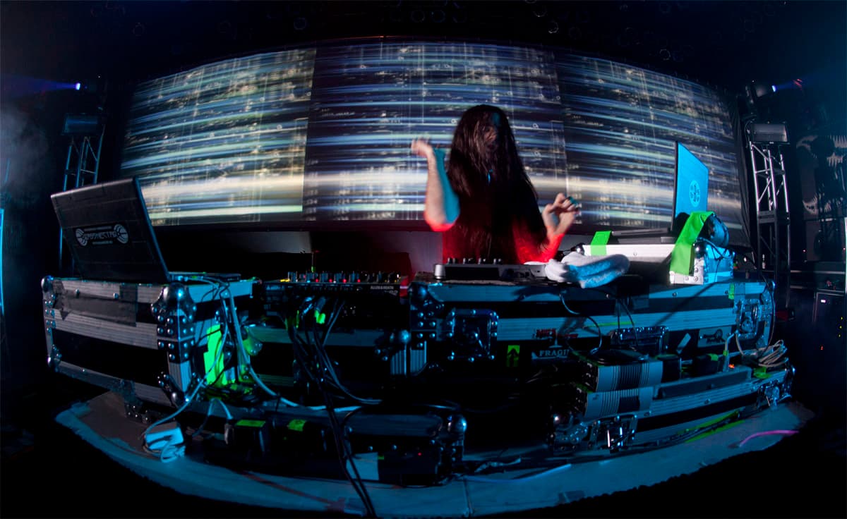 Festival stage with crowd